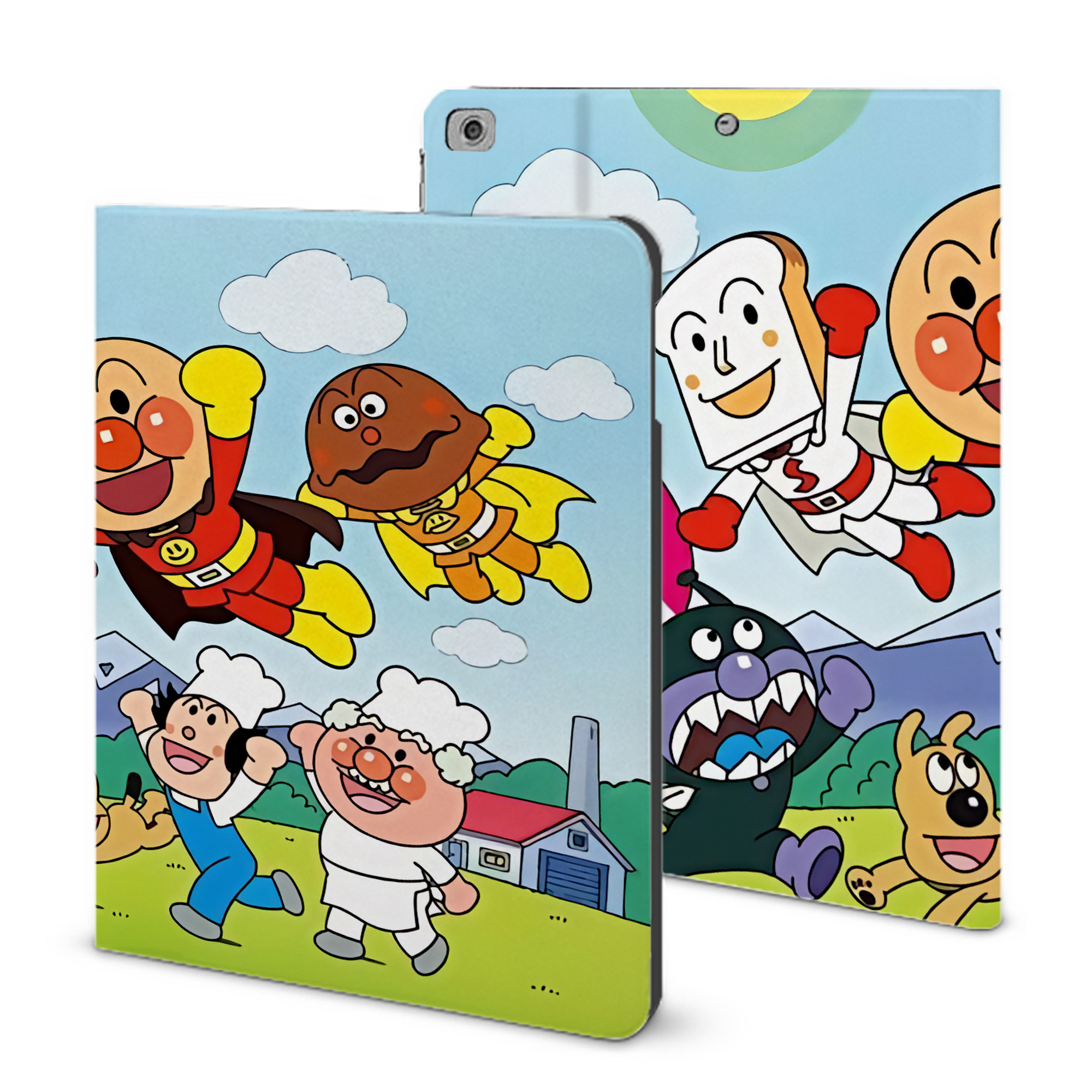 （画像用） アンパンマン Anpanman IPad ケース ブック型 PUレザー TPU 耐衝撃 軽量 薄型 ペン収納なし 全面保護 IPad 各モデル対応
